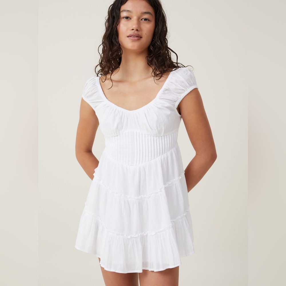 Cotton On White Ruffle Mini Dress Size 4